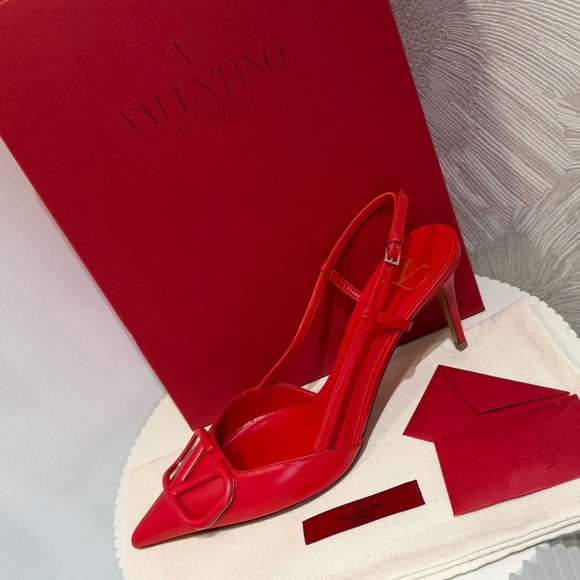Valentino Garavani Red Pointed-Toe Slingback Heels – Gently Used - Picture 2 of 5